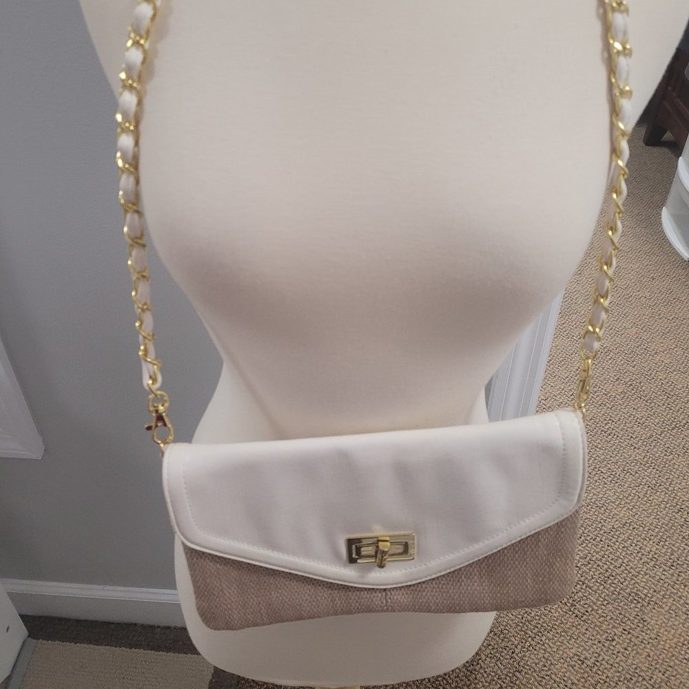 Aldo White and Tan Purse